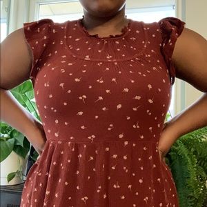 Fall floral midi dress